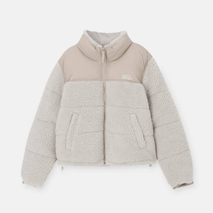 Faux shearling puffer jacket